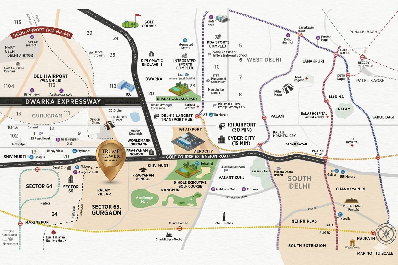 Trump Tower Sector 65 Gurgaon Location Map